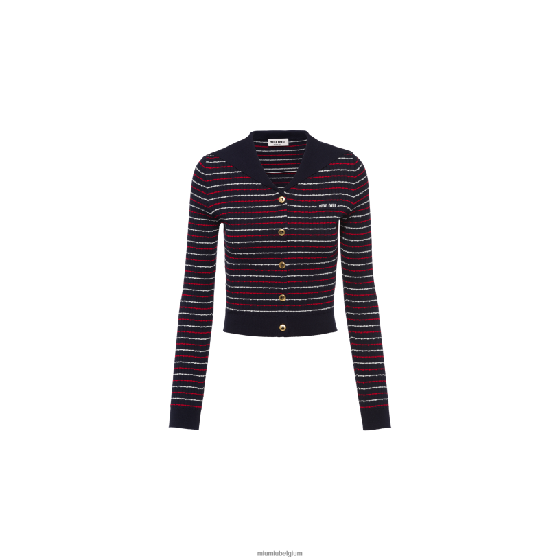 Miu Miu marinekatoenen vest N8F6L828 klaar om te dragen