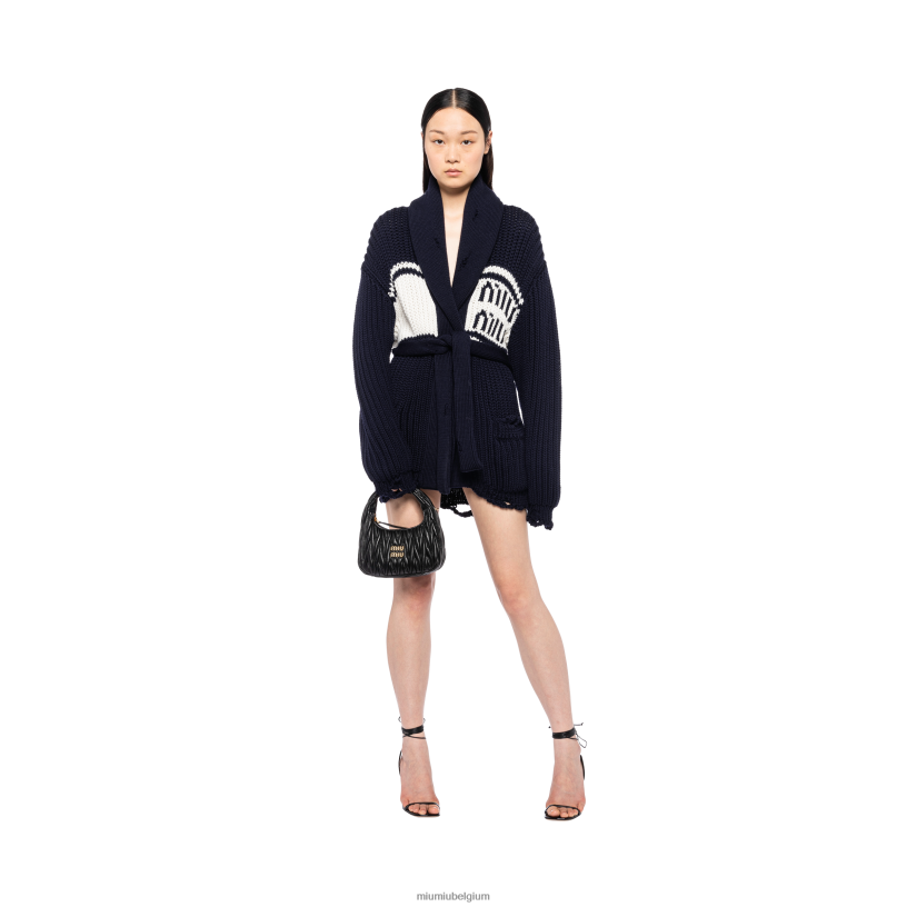 Miu Miu marinewollen vest N8F6L766 klaar om te dragen
