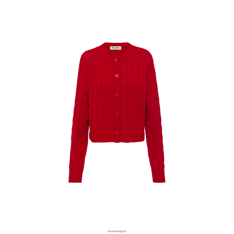 Miu Miu roodkasjmier vest N8F6L811 klaar om te dragen