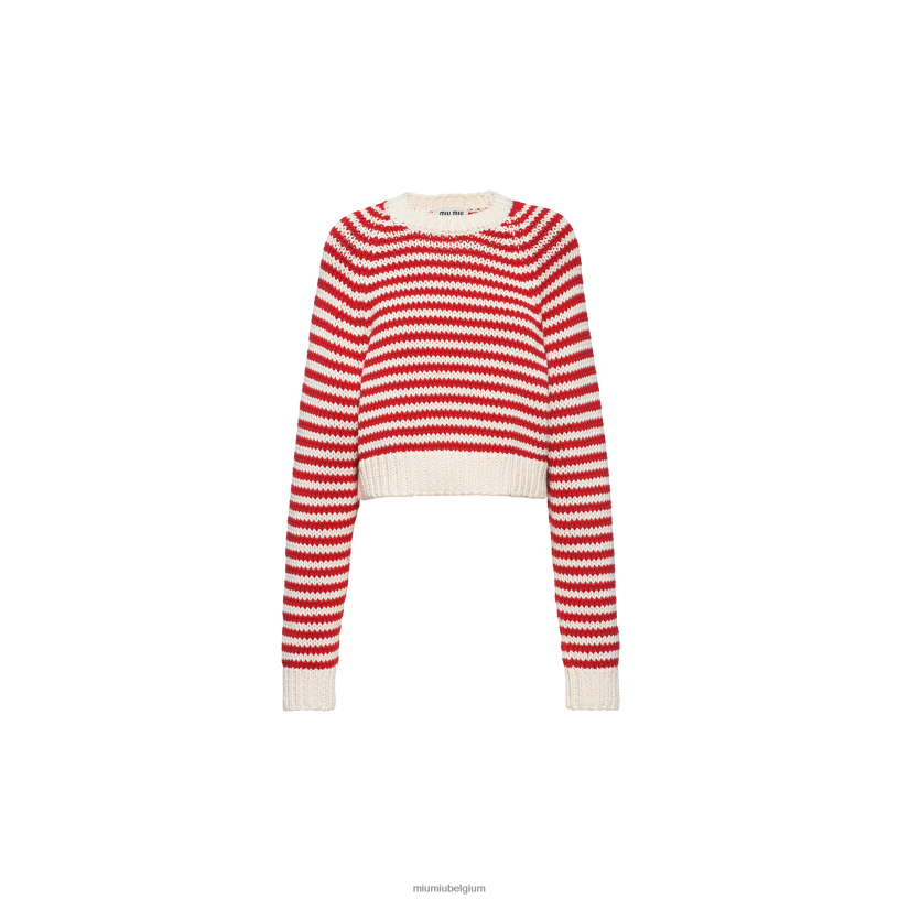 Miu Miu roodtrui van katoen en kasjmier N8F6L732 klaar om te dragen