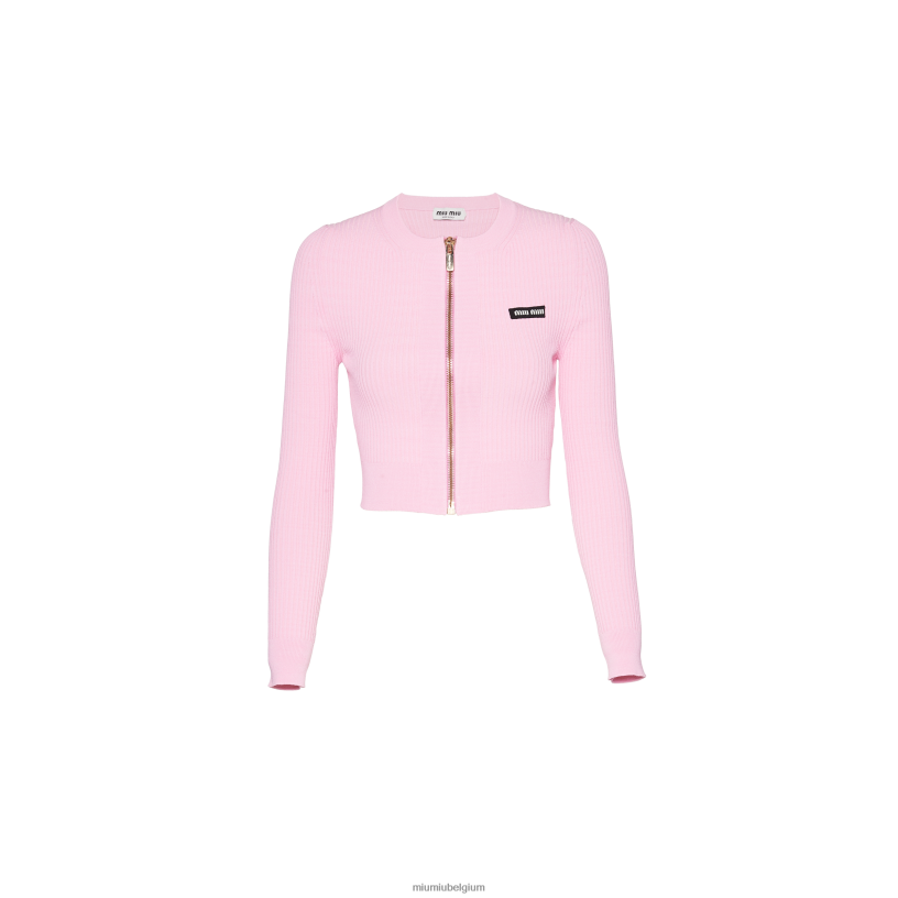Miu Miu rozeviscose vest met ronde hals N8F6L741 klaar om te dragen