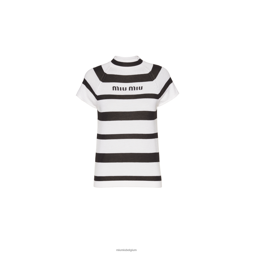 Miu Miu wit Zwartkasjmier en zijden coltrui N8F6L762 klaar om te dragen