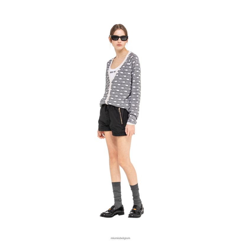 Miu Miu wit Zwartvest van kasjmier en zijde N8F6L739 klaar om te dragen