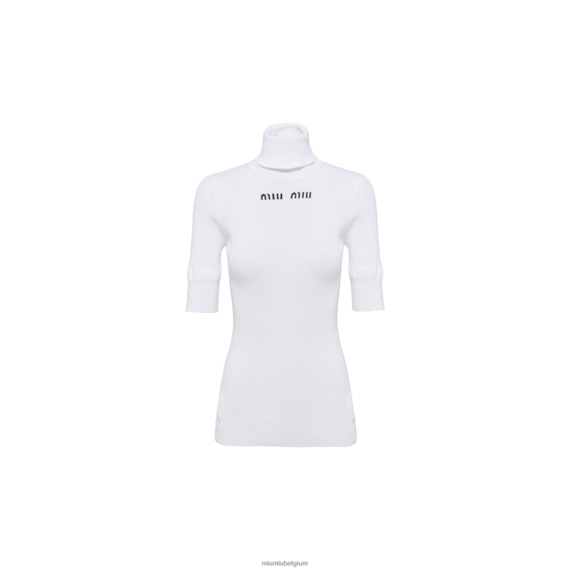 Miu Miu witkatoenen coltrui N8F6L746 klaar om te dragen