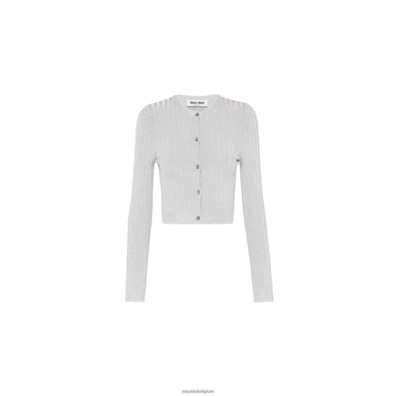 Miu Miu zilverlame vest N8F6L780 klaar om te dragen