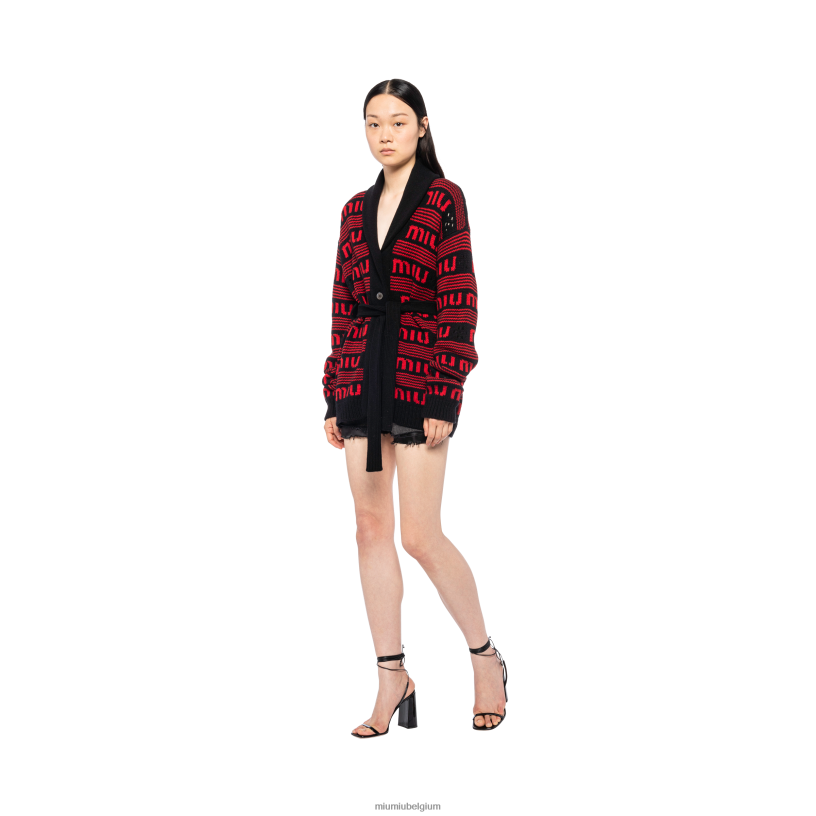 Miu Miu zwart roodkasjmier vest N8F6L767 klaar om te dragen