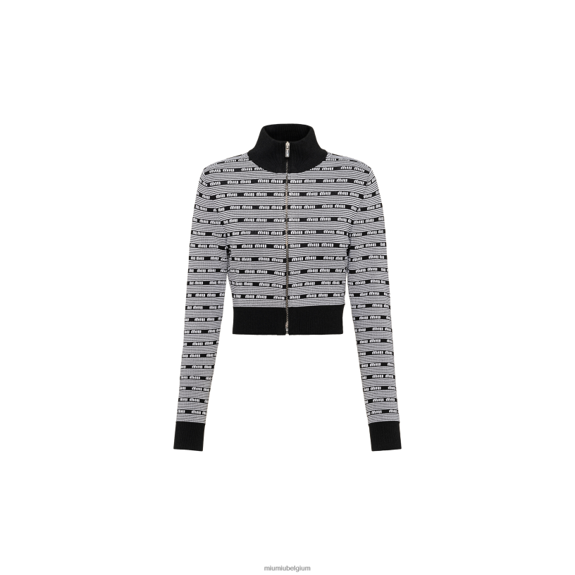 Miu Miu zwart witviscose coltrui vest N8F6L738 klaar om te dragen