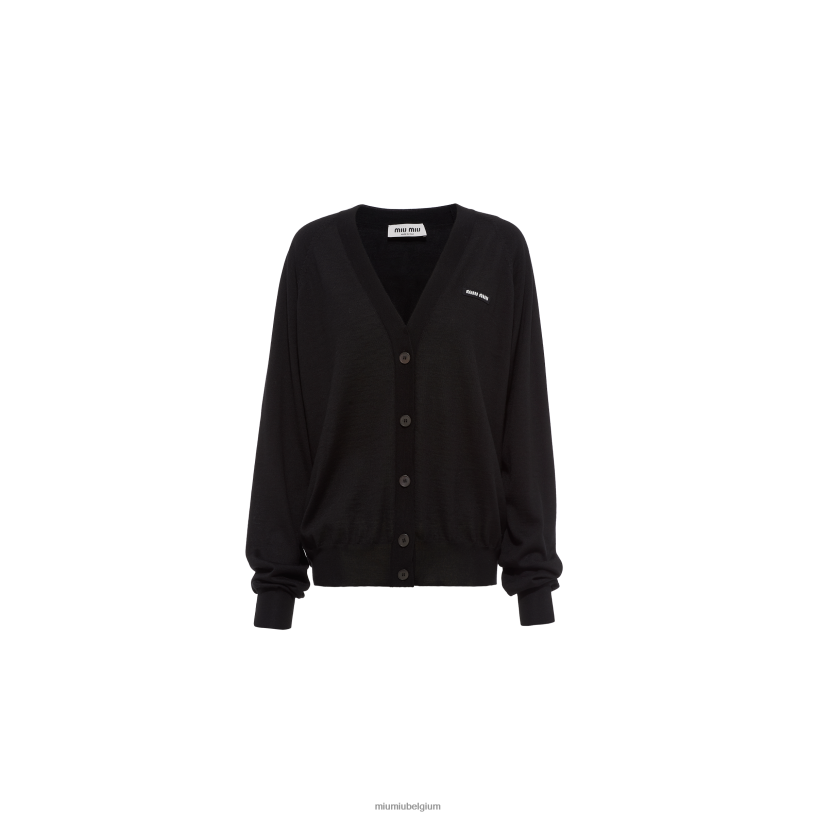 Miu Miu zwartvest van kasjmier en zijde N8F6L772 klaar om te dragen