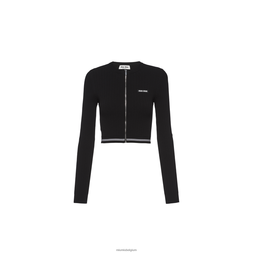 Miu Miu zwartviscose trui N8F6L730 klaar om te dragen