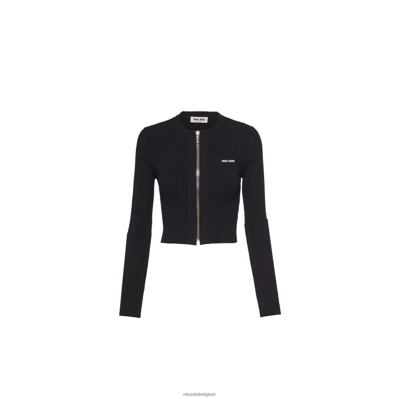 Miu Miu zwartviscose vest met ronde hals N8F6L740 klaar om te dragen