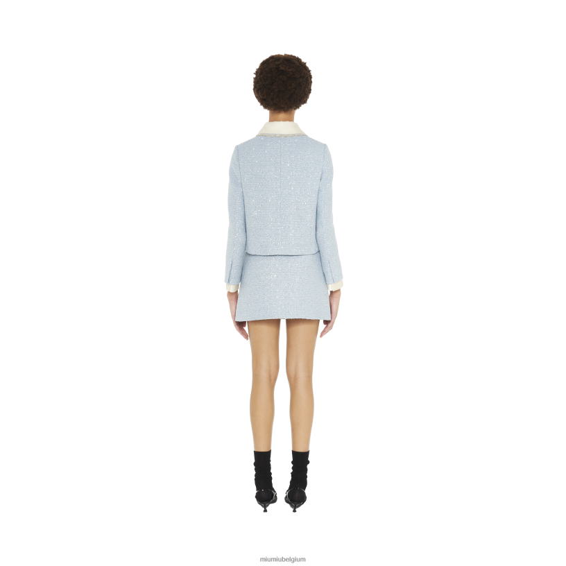 Miu Miu astrosingle-breasted tweed jasje met pailletten N8F6L526 klaar om te dragen