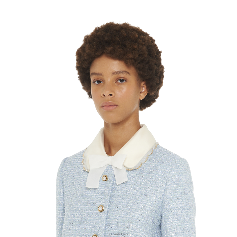 Miu Miu astrosingle-breasted tweed jasje met pailletten N8F6L526 klaar om te dragen