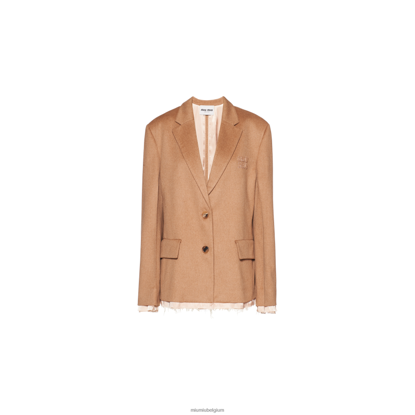 Miu Miu kameel bruinSingle-breasted camel hair jack N8F6L459 klaar om te dragen