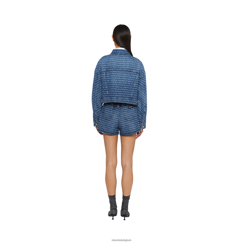 Miu Miu marinedenim blouson jack N8F6L469 klaar om te dragen