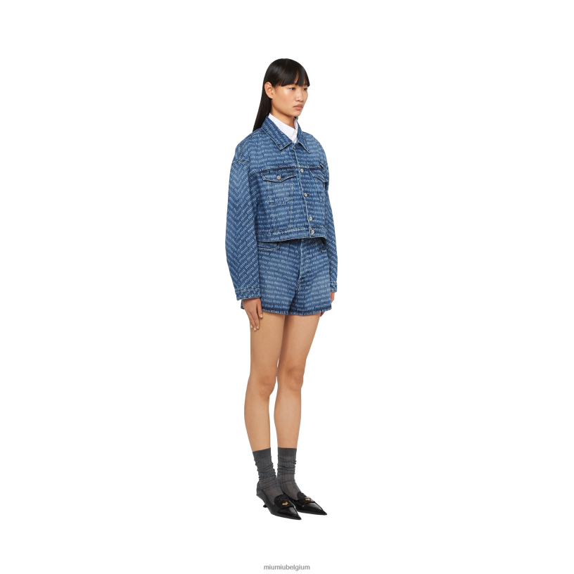 Miu Miu marinedenim blouson jack N8F6L469 klaar om te dragen