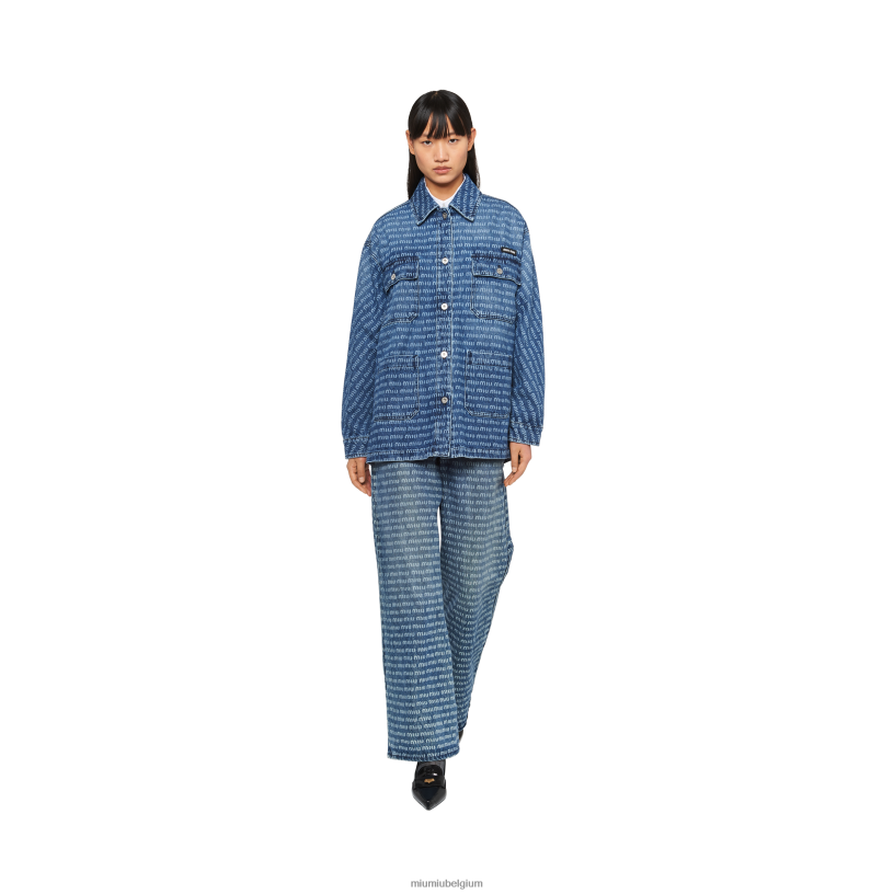 Miu Miu marinedenim blouson jack N8F6L470 klaar om te dragen