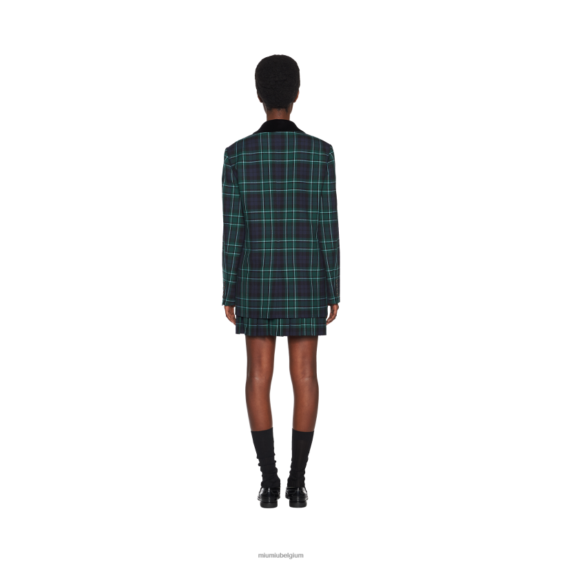 Miu Miu marinegeruite jas met één rij knopen N8F6L530 klaar om te dragen