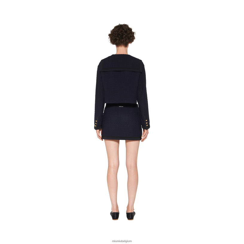 Miu Miu marinesingle-breasted tweed jasje N8F6L484 klaar om te dragen