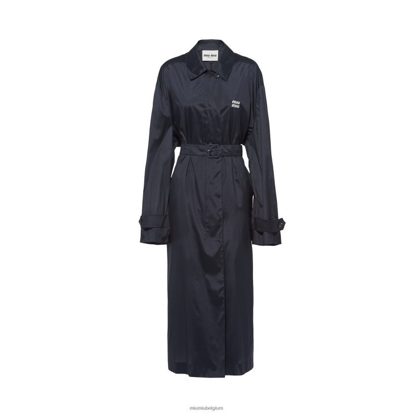 Miu Miu marinetechnische zijden jas N8F6L476 klaar om te dragen