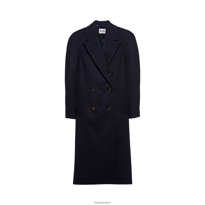 Miu Miu marinevelours jas met dubbele rij knopen N8F6L511 klaar om te dragen