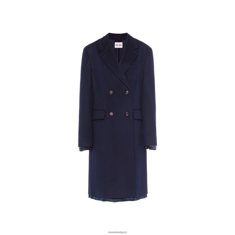 Miu Miu marinevelours jas met dubbele rij knopen N8F6L553 klaar om te dragen