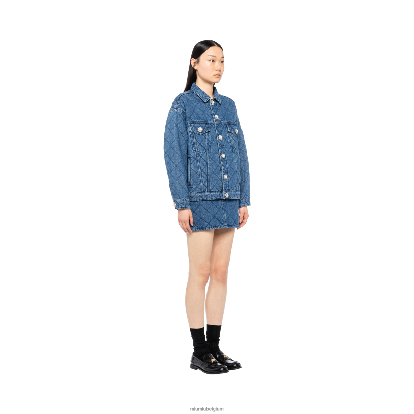 Miu Miu saffierblauwspijkerbroek N8F6L498 klaar om te dragen