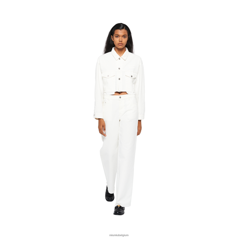 Miu Miu witdenim blouson jack N8F6L477 klaar om te dragen