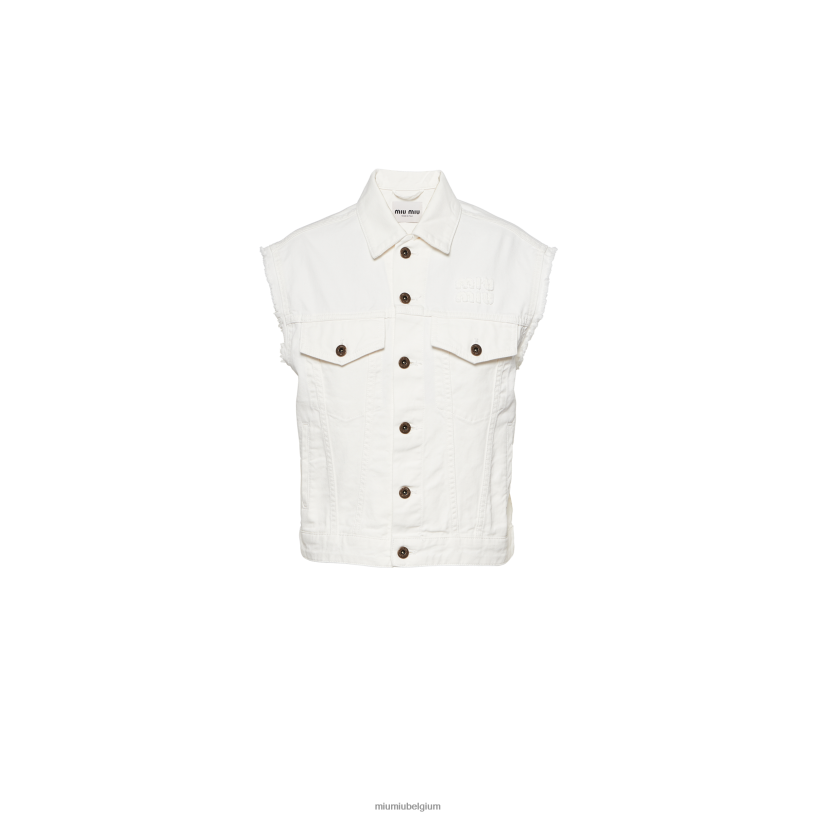 Miu Miu witdenim blouson jack N8F6L483 klaar om te dragen