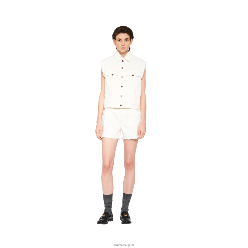 Miu Miu witdenim blouson jack N8F6L483 klaar om te dragen