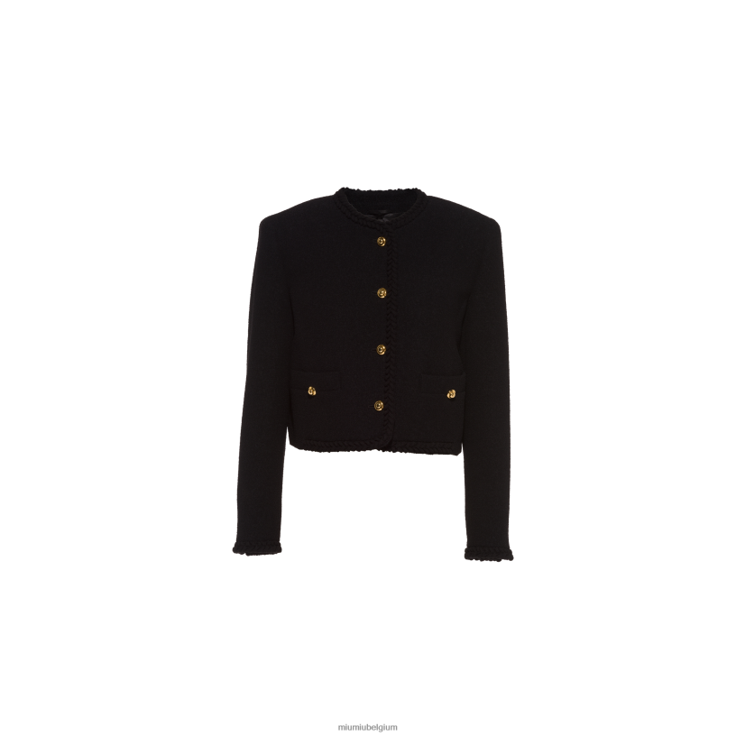 Miu Miu zwartboucle single-breasted jasje N8F6L501 klaar om te dragen