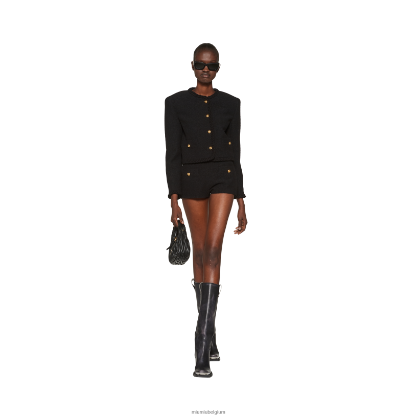 Miu Miu zwartboucle single-breasted jasje N8F6L501 klaar om te dragen