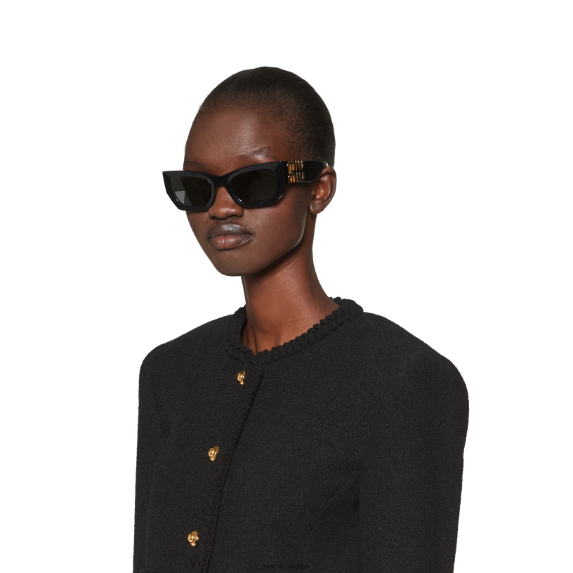 Miu Miu zwartboucle single-breasted jasje N8F6L501 klaar om te dragen