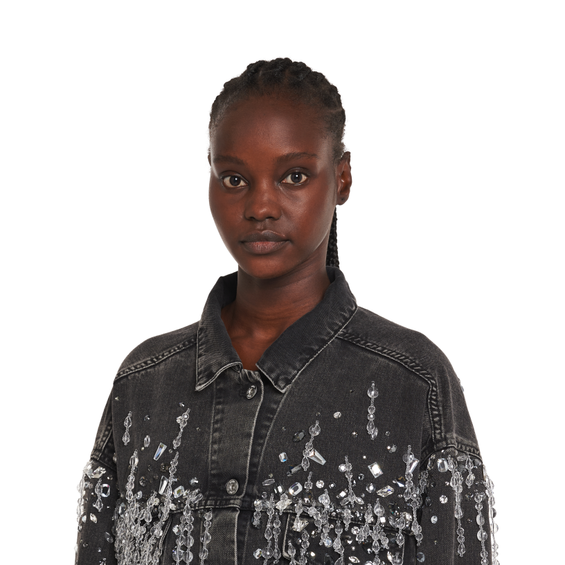 Miu Miu zwartdenim blouson jack N8F6L499 klaar om te dragen