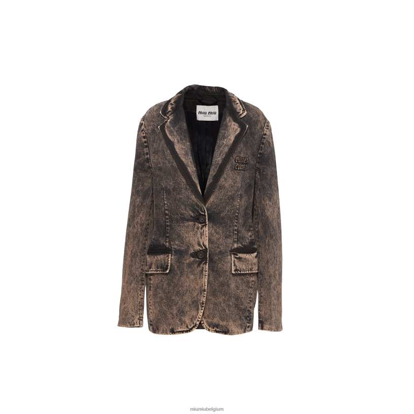 Miu Miu zwartgemarmerd spijkerjack N8F6L457 klaar om te dragen