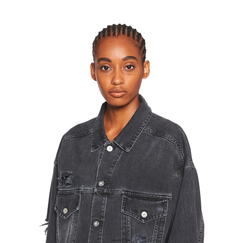 Miu Miu zwartoversized denim blousonjack N8F6L554 klaar om te dragen