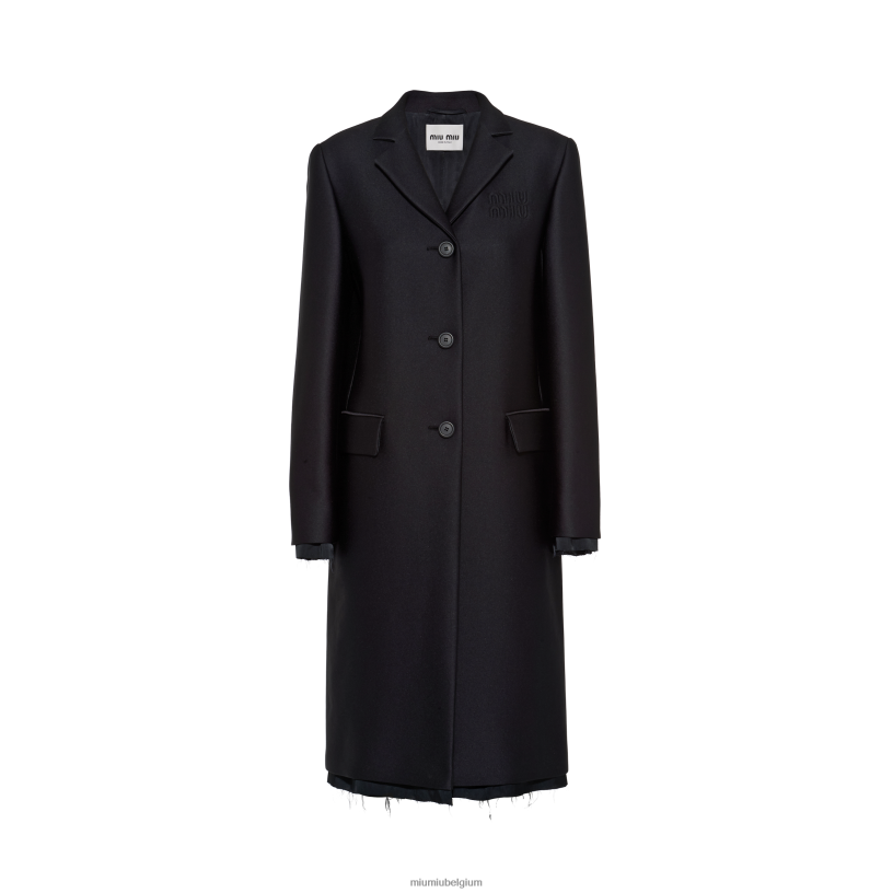 Miu Miu zwartsingle-breasted radzimir jas N8F6L468 klaar om te dragen