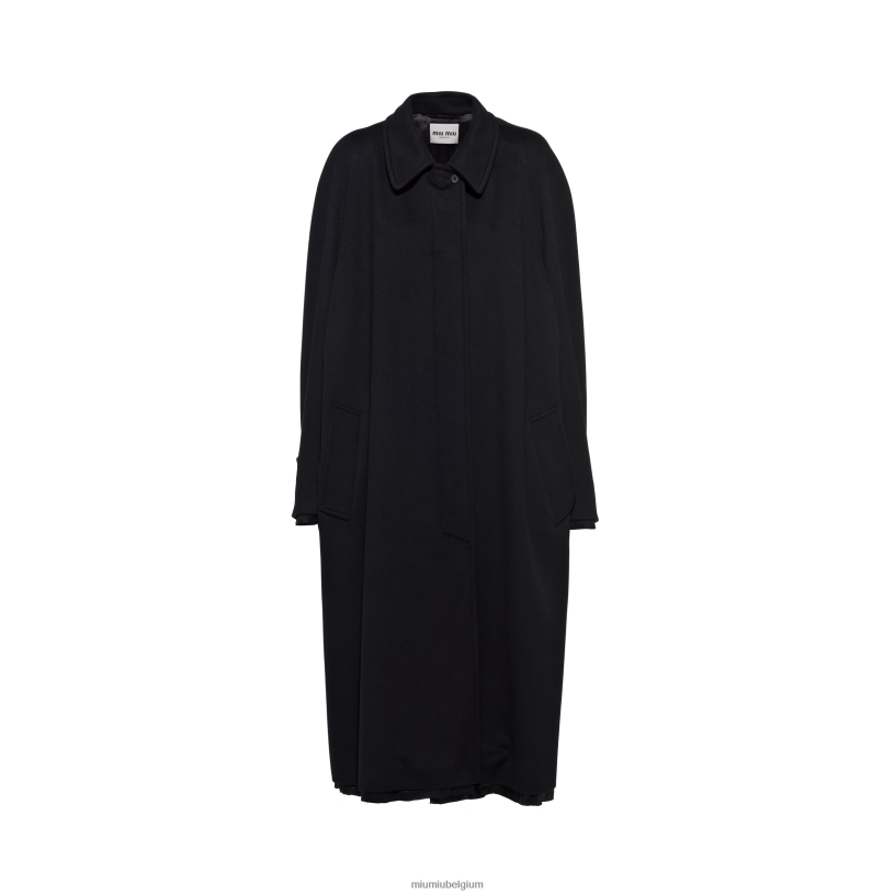 Miu Miu zwartsingle-breasted velours jas N8F6L497 klaar om te dragen