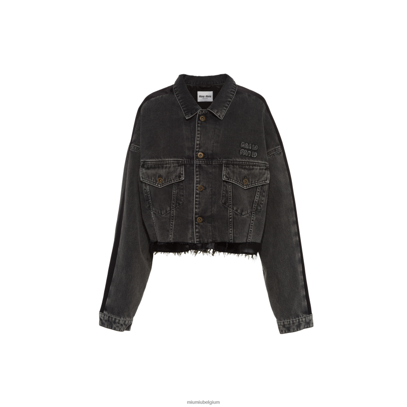 Miu Miu zwartspijkerbroek N8F6L488 klaar om te dragen