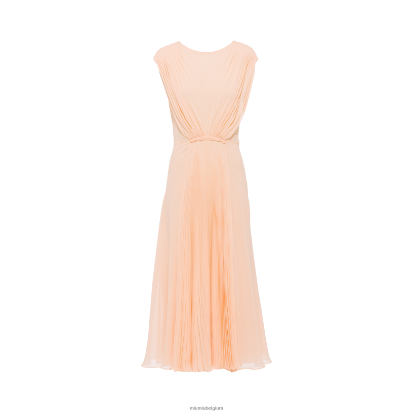 Miu Miu abrikooslange georgette-jurk N8F6L443 klaar om te dragen