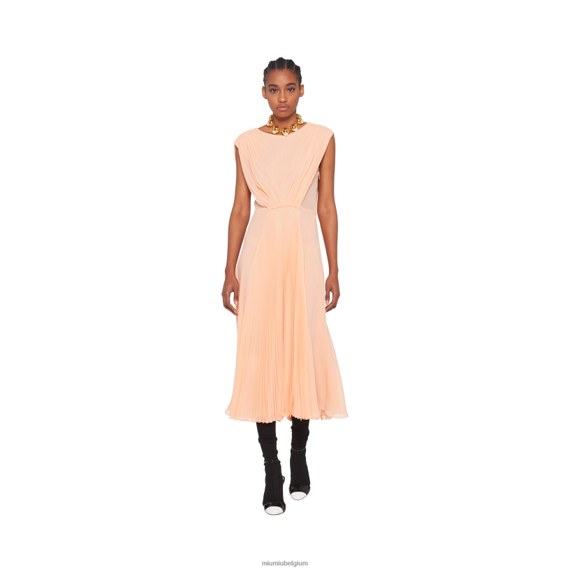 Miu Miu abrikooslange georgette-jurk N8F6L443 klaar om te dragen