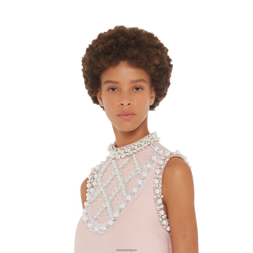 Miu Miu antiekgeborduurd tricotine mini-jurkje N8F6L431 klaar om te dragen