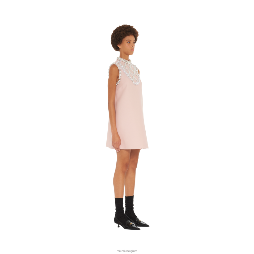 Miu Miu antiekgeborduurd tricotine mini-jurkje N8F6L431 klaar om te dragen