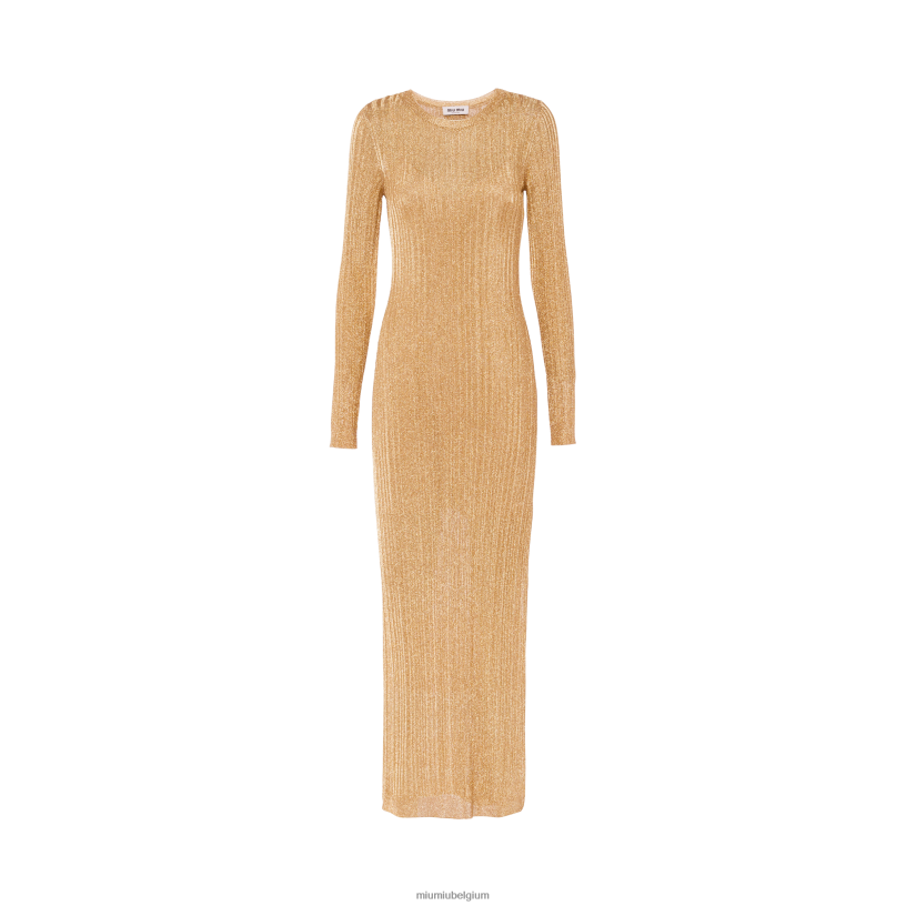 Miu Miu goudlange slappe jurk N8F6L426 klaar om te dragen