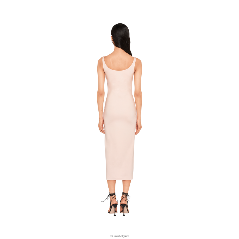 Miu Miu kwartsjurk van stretchjersey N8F6L396 klaar om te dragen