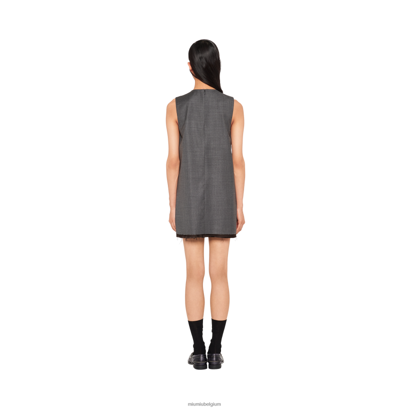 Miu Miu leigrijsgrisaille mini-jurk N8F6L400 klaar om te dragen