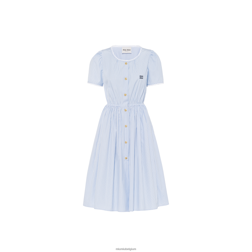 Miu Miu lichtblauwchambray jurk N8F6L437 klaar om te dragen