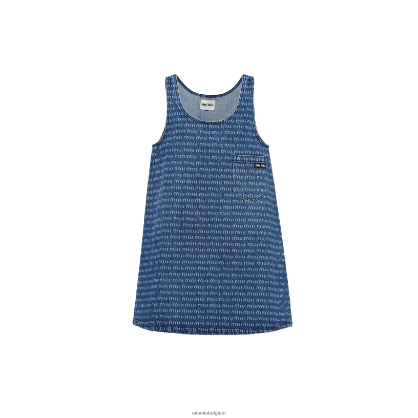 Miu Miu marinedenim jurk N8F6L379 klaar om te dragen