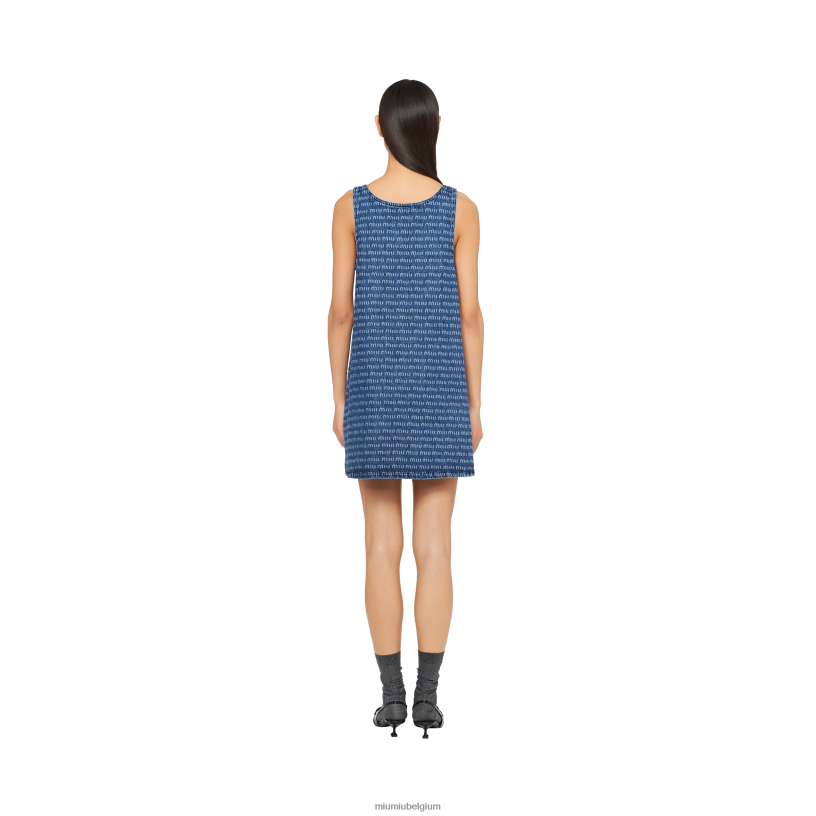 Miu Miu marinedenim jurk N8F6L379 klaar om te dragen