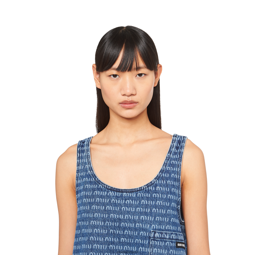 Miu Miu marinedenim jurk N8F6L379 klaar om te dragen