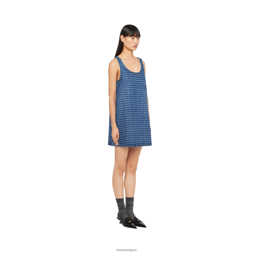 Miu Miu marinedenim jurk N8F6L379 klaar om te dragen